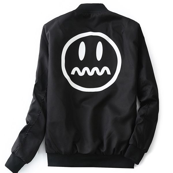 

spring and autumn new style men japanese-style popular brand baseball collar smiley double-sided flight suit coat youth large si, Black;brown