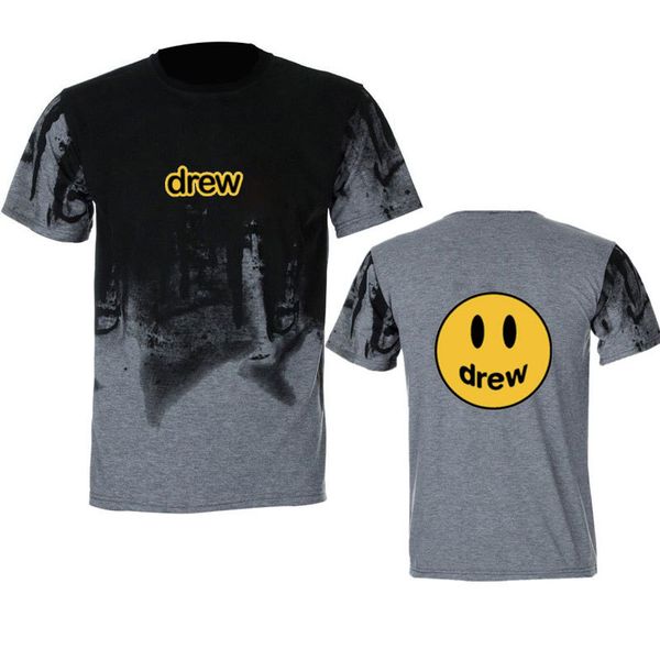 

20ss new men designer t shirts drew and smile print pattern short sleeved silk tees casual mens womens slim fashion tshirts m-3xl, White;black