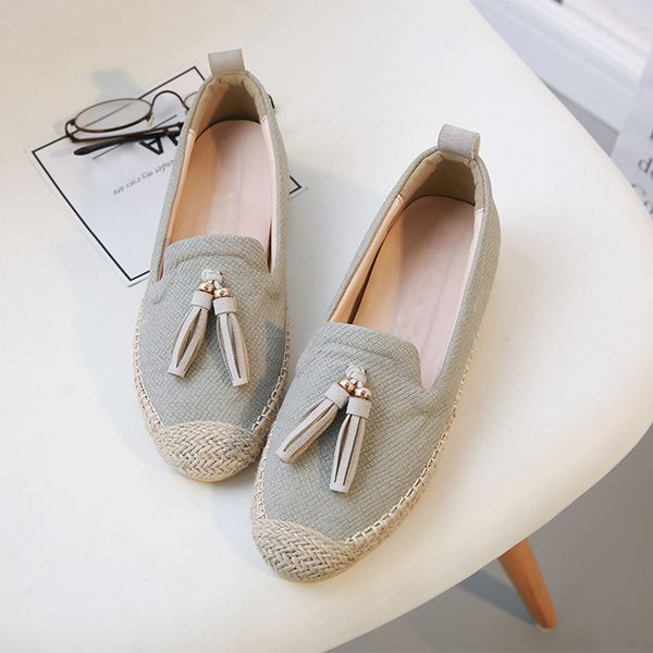 

flat shoes women baleriny comfortable casual slip on ballet flats slacker tassels, Black