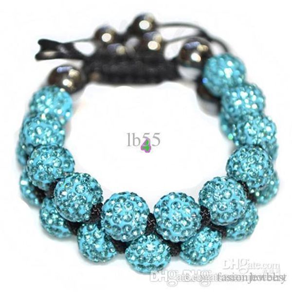 

j353 жарко! 10 мм светло-голубой горный хрусталь хрустальный шар шарик кристалл браслет.бесплатная доставка дискотека оптом . горячая распро, Black