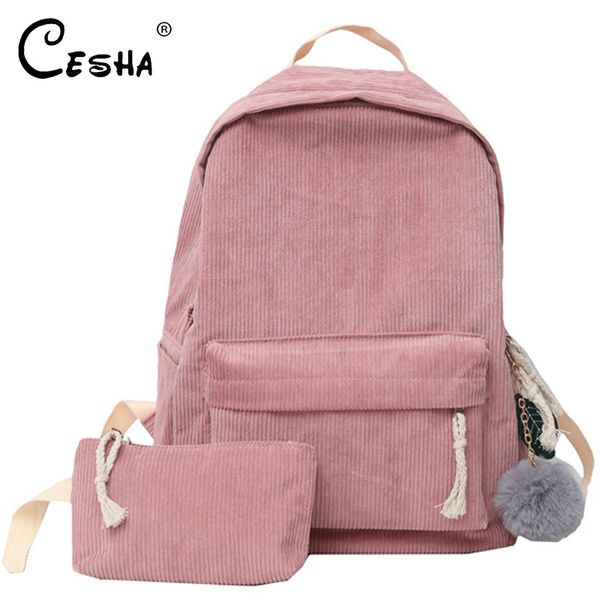 

fashion corduroy design girl school backpack school bag pretty style backpacking backpack durable book bag satchel t200114