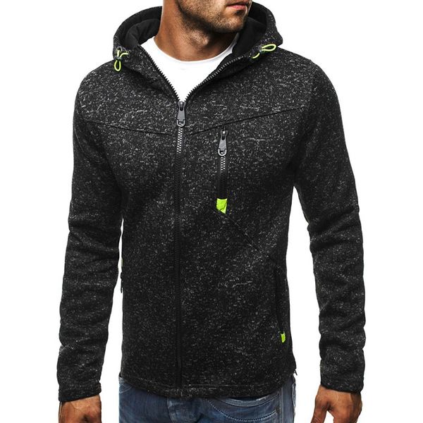 

droppshiping fashion men winter slim hoodie warm hooded sweatshirt zipper up coat jacket outwear dg88, Black
