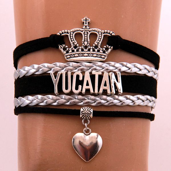 

infinity love yucatan bracelets bangles heart charm braided pu leather bracelet crown jewelry for women men drop shipping, Golden;silver