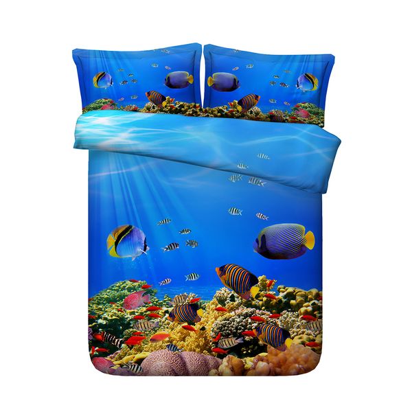 Shark Fish Duvet Cover Sets 2 Pillow Shams Ocean Whale Print