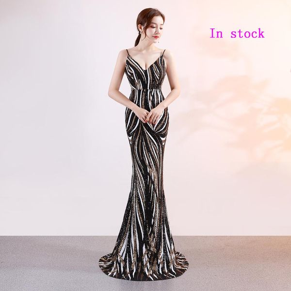 

v-neck split long prom dress strap sequins prom party dress, White;black
