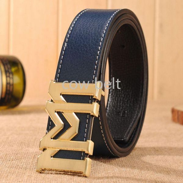

2019 fashion designer belt brand new 1pcs cool couples leather gold mm buckle smooth casual waist strap belt waistband new arrival, Black;brown