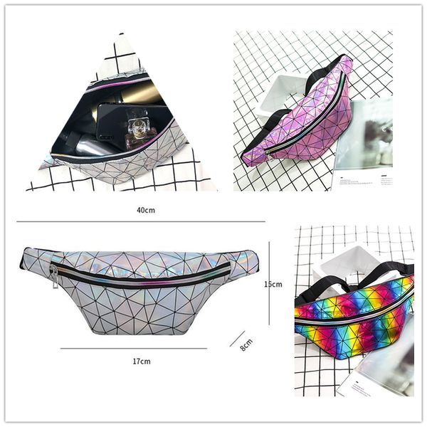

4 styles holographic diamond chest bag sports duffle bag designer fannypack leisure outdoor sports laser purse shiny travel beach bag