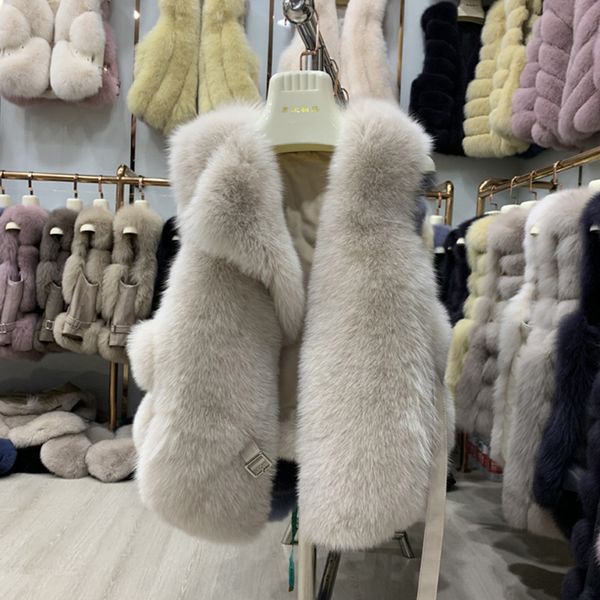 

реальный меховой жилет женщин зима новый стиль моды реальный мех короткий размер жилет, Black