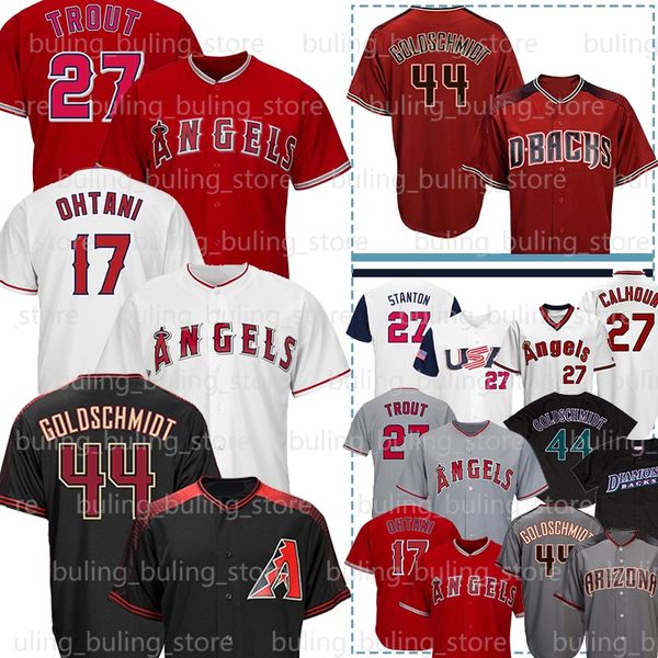 

27 майк форель джерси 17 shohei отани 27 джанкарло stanton 35 эрик hosmer 44 пол гольдшмидт 2019 мужчины бейсбола трикотажных изделий, Blue;black