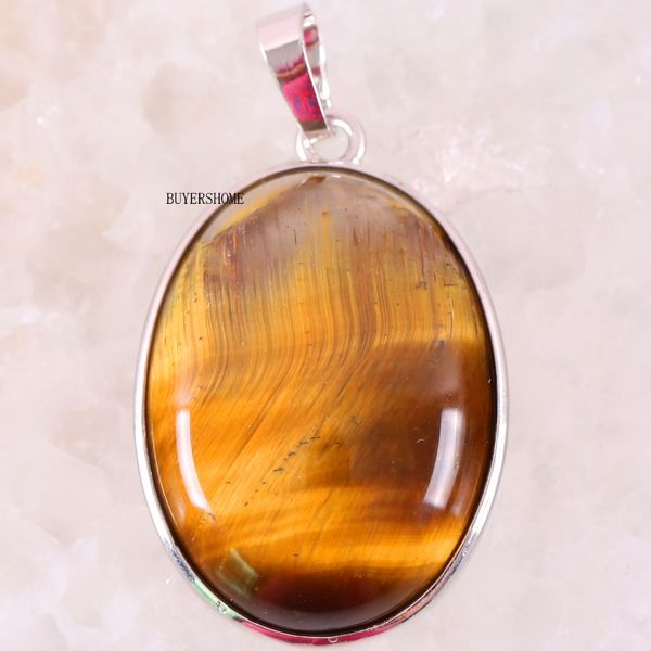 

oval 35x25mm natural stone beads gold tiger's eye pendant fit necklace for girls women jewelry gift k651, Silver