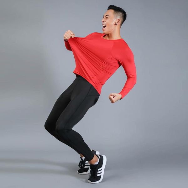 

2pcs / set male workout sport suit gym clothing compression fitness running jogging sport wear exercise workout tights, Black;blue