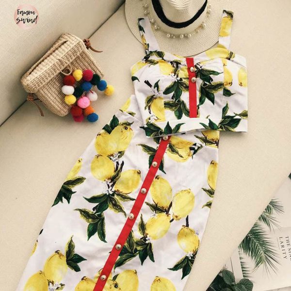 

лето женщины моды юбка набор ананас колена женский верхней части бака высокой талией шаг юбка печатные holidays юбка костюмы, White