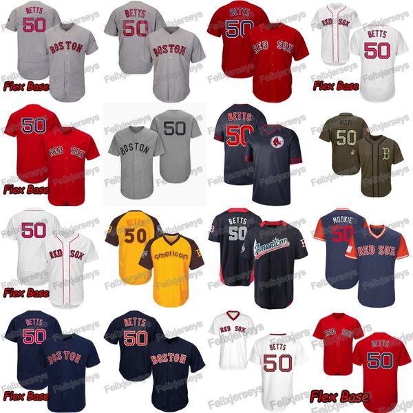 

#50 Mookie Betts Boston Mookie Betts Stitched Red Sox Baseball Jerseys Fast Free Shipping Size S to 3XL