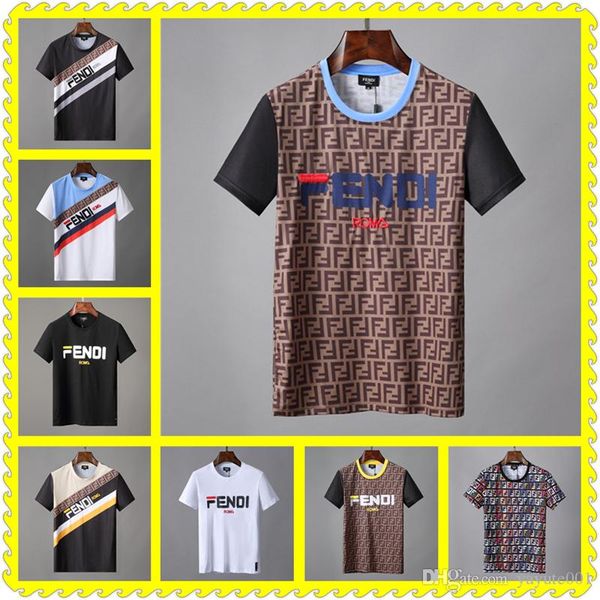 

men summer mens designer t-shirt european style velvet t-shirt round neck cotton short sleeves male t-shirts 127, White;black