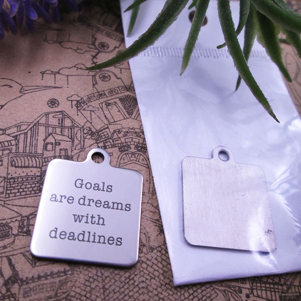 

40pcs--"goals are dreams with deadlines"stainless steel charms more style for choosing diy charms pendants for necklace, Bronze;silver