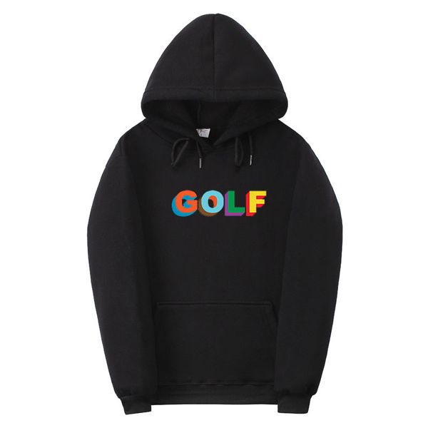 

mens hoodies golf letter printing casual long sleeve fleece hoodie fashion solid sweatshirt asian size s-2xl, Black