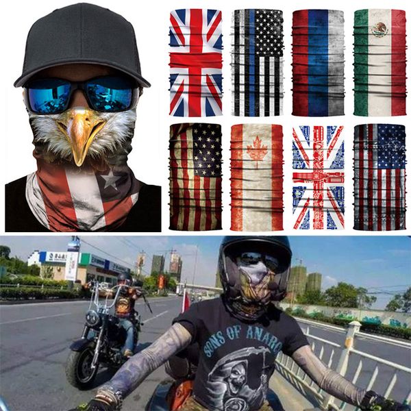 

multi-function head scarf riding mask national flag pattern polyester practical creative keep warm outdoor activities neck tube, Black