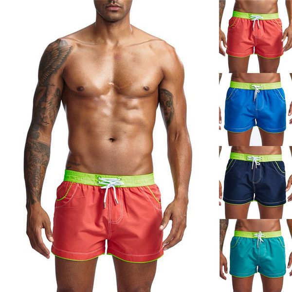 

mens summer swim trunks solid color fashion casual athletic beach short pants boxer shorts #2l22