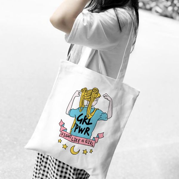 

women package elegant canvas bag handbags japanese sailor moon cartoon print shoulder bags casual shopping tote girls handbag