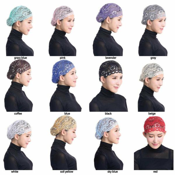 

women lace floral muslim ruffle cancer chemo hat beanie turban head wrap cap party hats