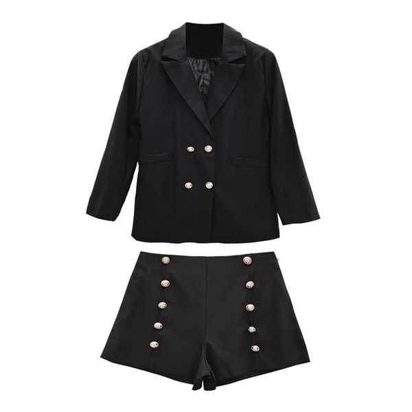 

women's tracksuits perhaps u women set suit mini shorts solid two pieces notch collar black beige red t0021, Gray