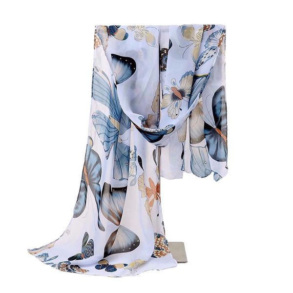 

new fashion women lady winter classic butterfly print shawls scarf scarves chiffon soft long scarf size 160*45 cm, Blue;gray