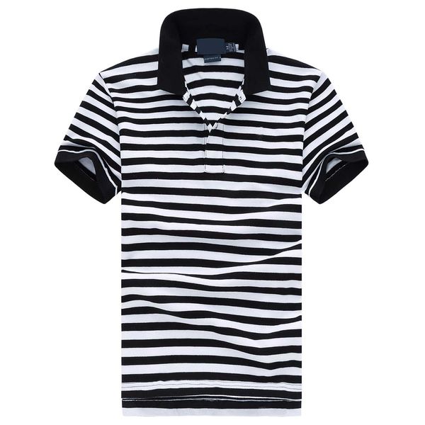 

ralph polo lauren new trend brand t-shirt men cotton short-sleeved classic embroidery short-sleeved striped polo shirt, White;black