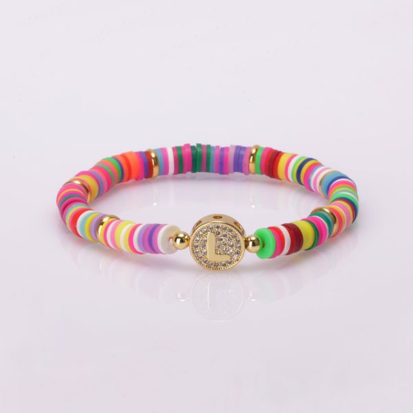 

charm bracelets gold initial 26 alphabet letter name rainbow silicone plastic beaded for women man 2021 customized birthday gift, Golden;silver