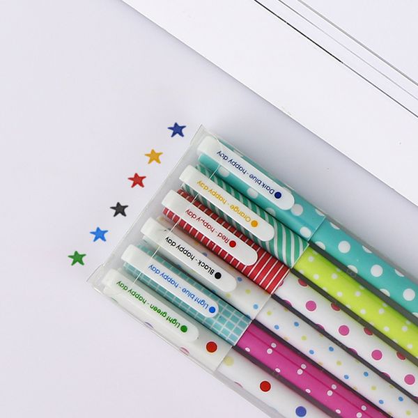 

6 pcs/set creative design colored gel pen 0.5mm pen korean stationary office school writing supplies novelty gift