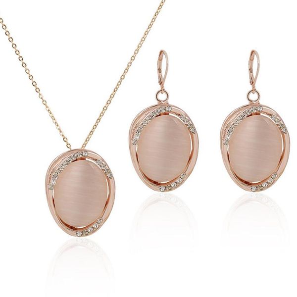

designer jewelry opal jewelry sets crystal geometry shape earrings necklaces for women fashion of shipping, Silver