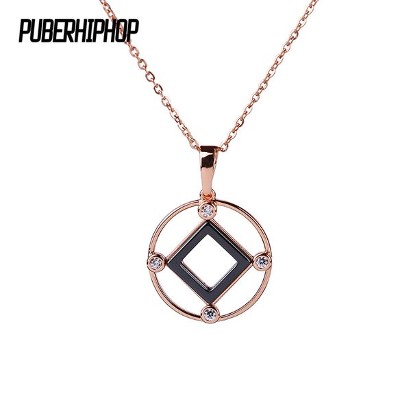 

2020 585 rose gold color geometric necklaces & pendants 4 rhinestone choker ceramic necklace women statement jewelry bijoux, Silver