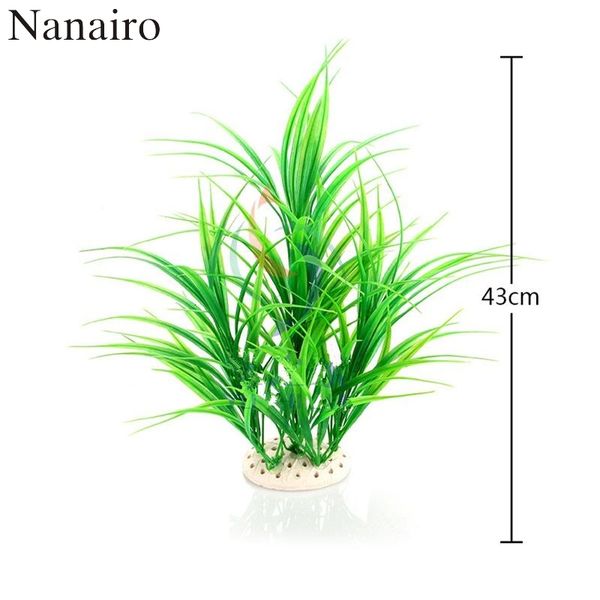 

2017 new 43cm underwater artificial aquatic plant ornaments aquarium fish tank green water grass decor landscape decoration