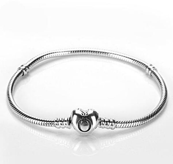 

2018 new original 925 ilver heart cla p bead charm bracelet fit european pandora heart charm bracelet diy fa hion jewelry