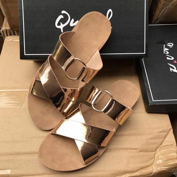 

summer slippers women slides sandals 2019 fashion slip-on gladiator flat sandals woman beach shoes women's shoes ladies, Black