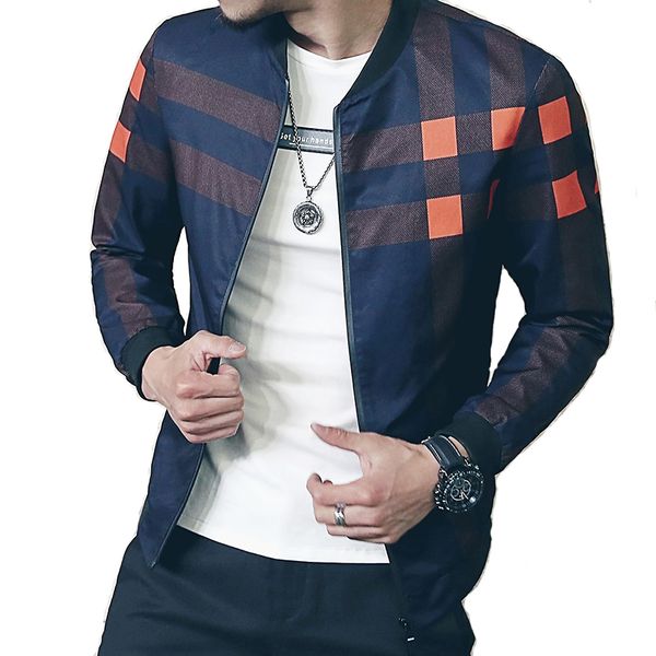 

men bomber jacket men baseball jacket plaid windbreaker 2019 for autumn style active jaqueta masculinat male, Black;brown