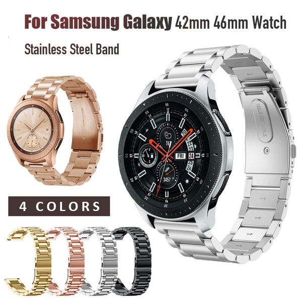 

luxury stainless steel strap for samsung galaxy watch 42mm 46mm band 20mm 22mm width universal watch band metal wristband, Black;brown