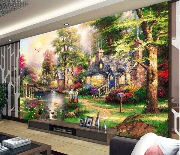 

3d wall paper for living room custom p european villa country river oil painting landscape room 3d wall murals wallpaper for walls 3 d