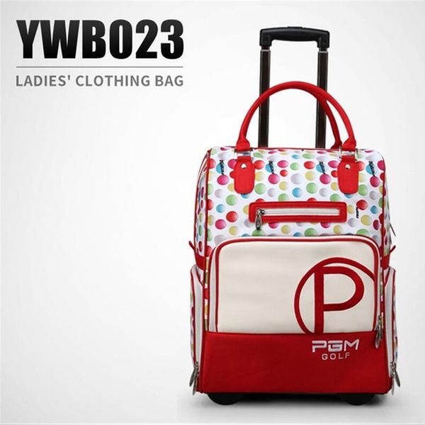 

2019 pgm women golf clothing bag golf trolley garment ball bag with wheel carry ladies clothes shoes luggage d0080