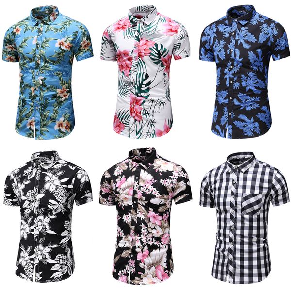 

20 colors men's short sleeve flower shirt summer new casual hawaiian shirts male clothing plus size 5xl 6xl 7xl, White;black