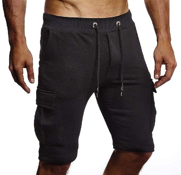 

casual sports shorts men's elastic waist solid color simple style shorts men's loose running training fitness, White;black
