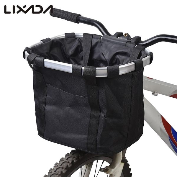

bicycle bike detachable cycle front canvas basket carrier bag pet carrier aluminum alloy frame bike accessories