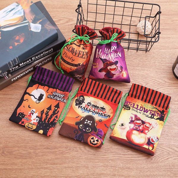

halloween bags pumpkin witch party nonwovens bag skull devil spider print storage bags kids candy sack drawstring bags