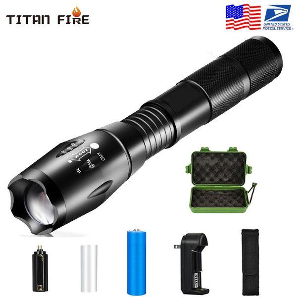

8000 lm led flashlight ultra bright torch t6 camping light 5 switch modes zoomable usb bicycle light use 18650 battery