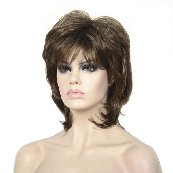 Women Synthetic Wig Short Hair Black Blonde Natural Wigs Capless