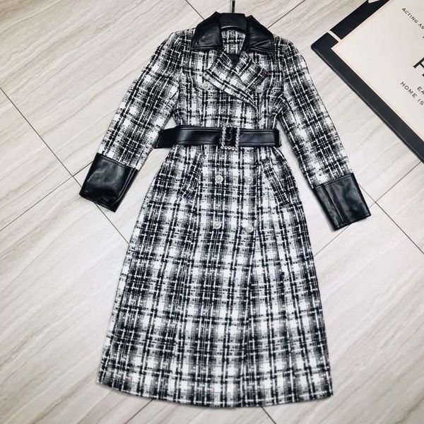 

2019 new spell color plaid coat 1221, Tan;black