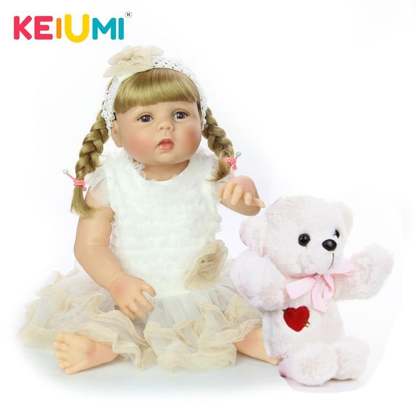 

new design 23 inch silicone full body reborn baby doll fashion lifelike reborn girl princess doll for kid birthday gift diy hair y200413