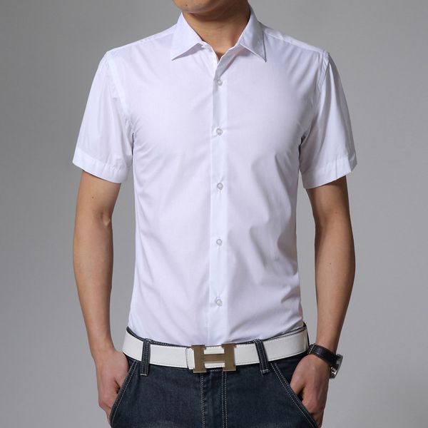 

men shirt short sleeve dress shirt 2019 summer fashion candy colored men's casual soild color camisa social masculina, White;black