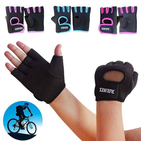 

1 pair men women sport cycling fitness gloves gym workout exercise half finger gloves weight lifting