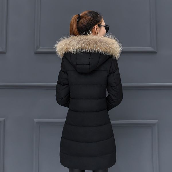 

2018 winter new style large size cotton-padded clothes women's korean-style slim fit hooded thick women's coat large fur collar, Blue;black