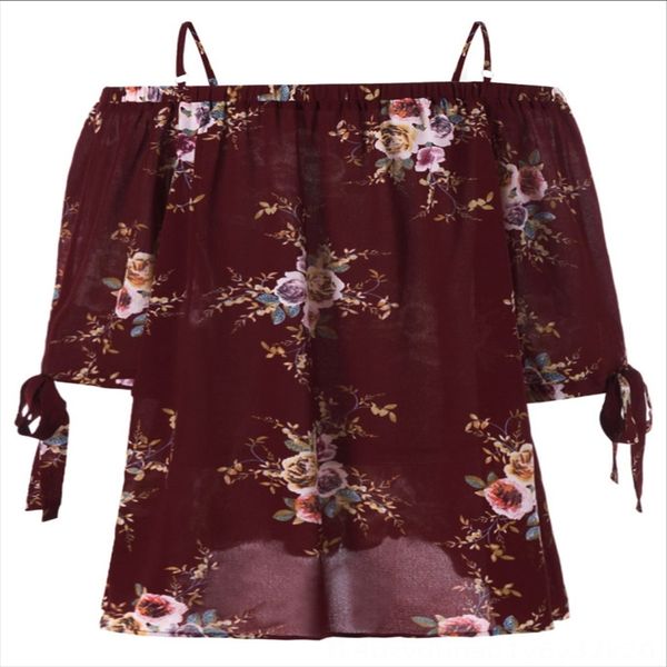 

2020 summer women's floral shoulder 2020 summer women's floral shoulder top, White